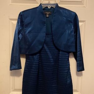 Navy blue sleeveless dress with jqcket